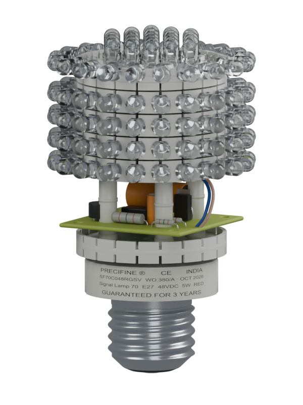 Exposed LED Lamp, slightly elevated front view